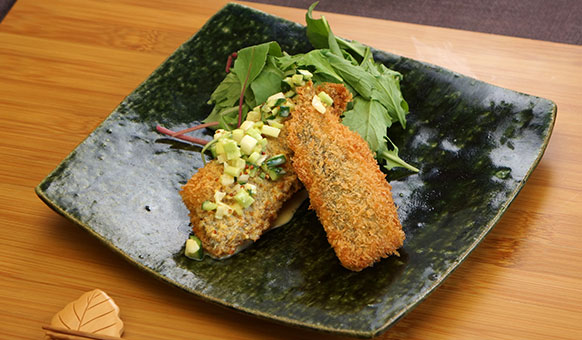 Two pieces of fried horse mackerel