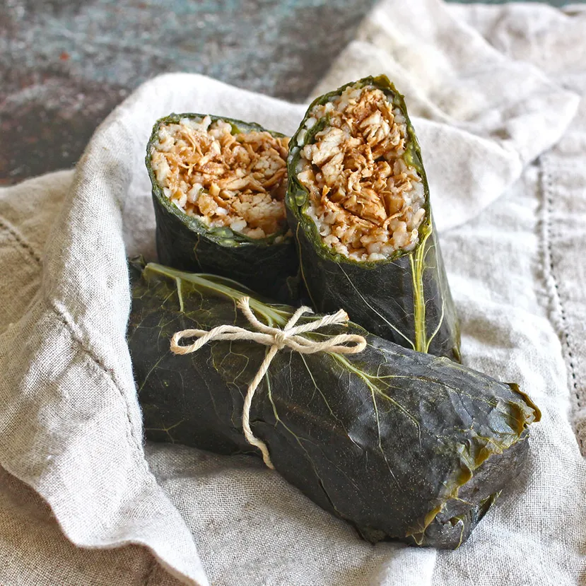 Wraps diagonally cut to show inside